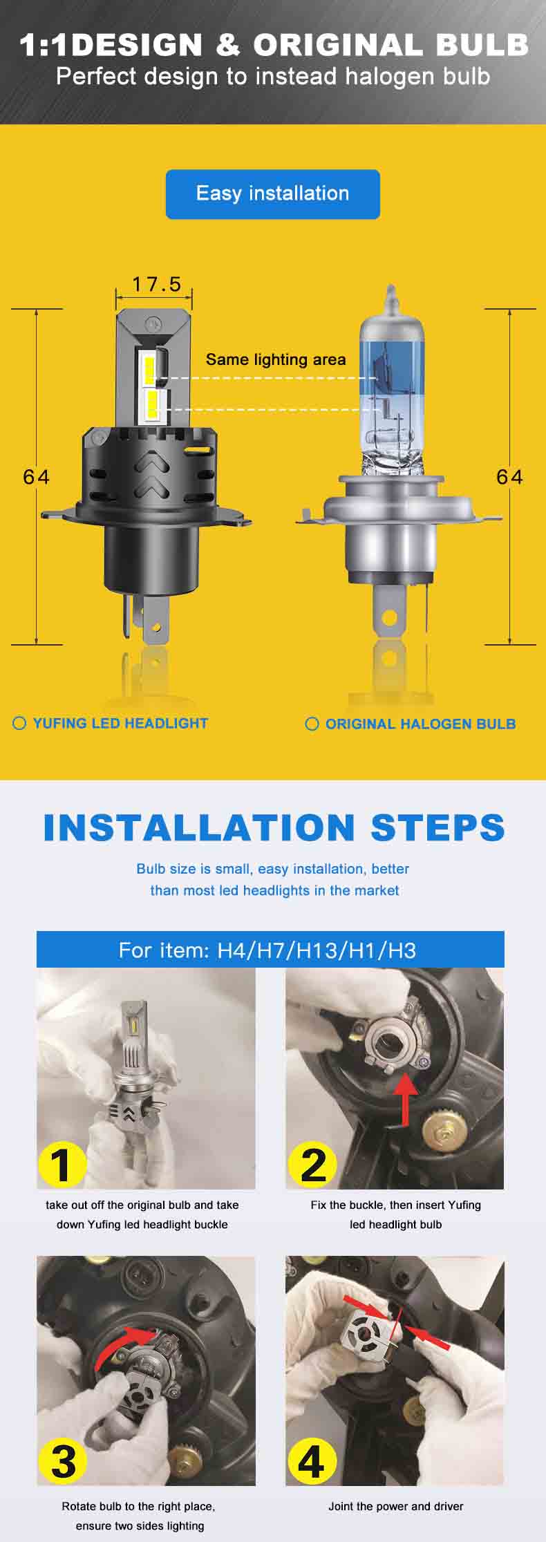 9012 plug and play headlights bulbs 6500k